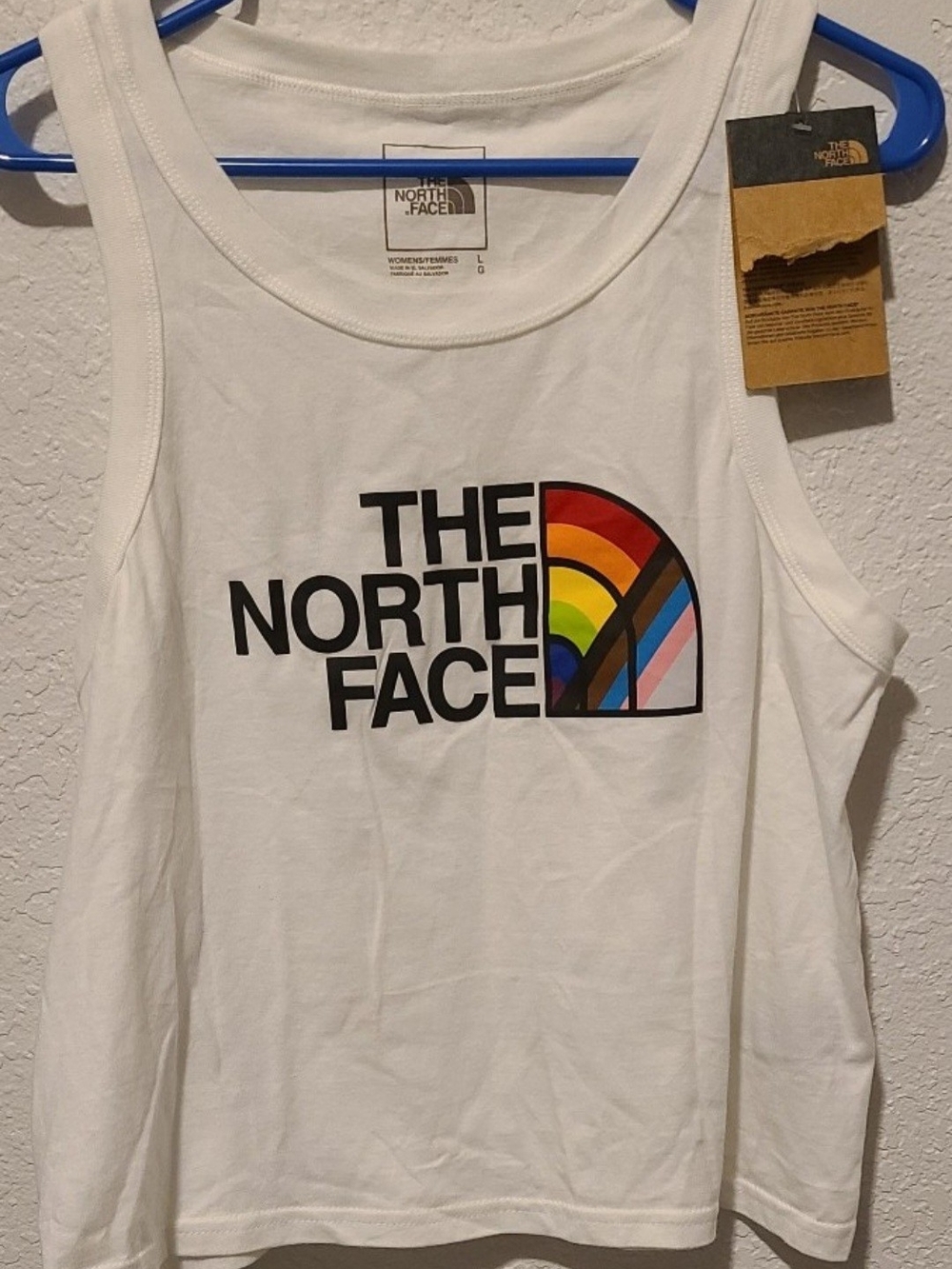 The North Face White Tank Top with Rainbow Arch Logo